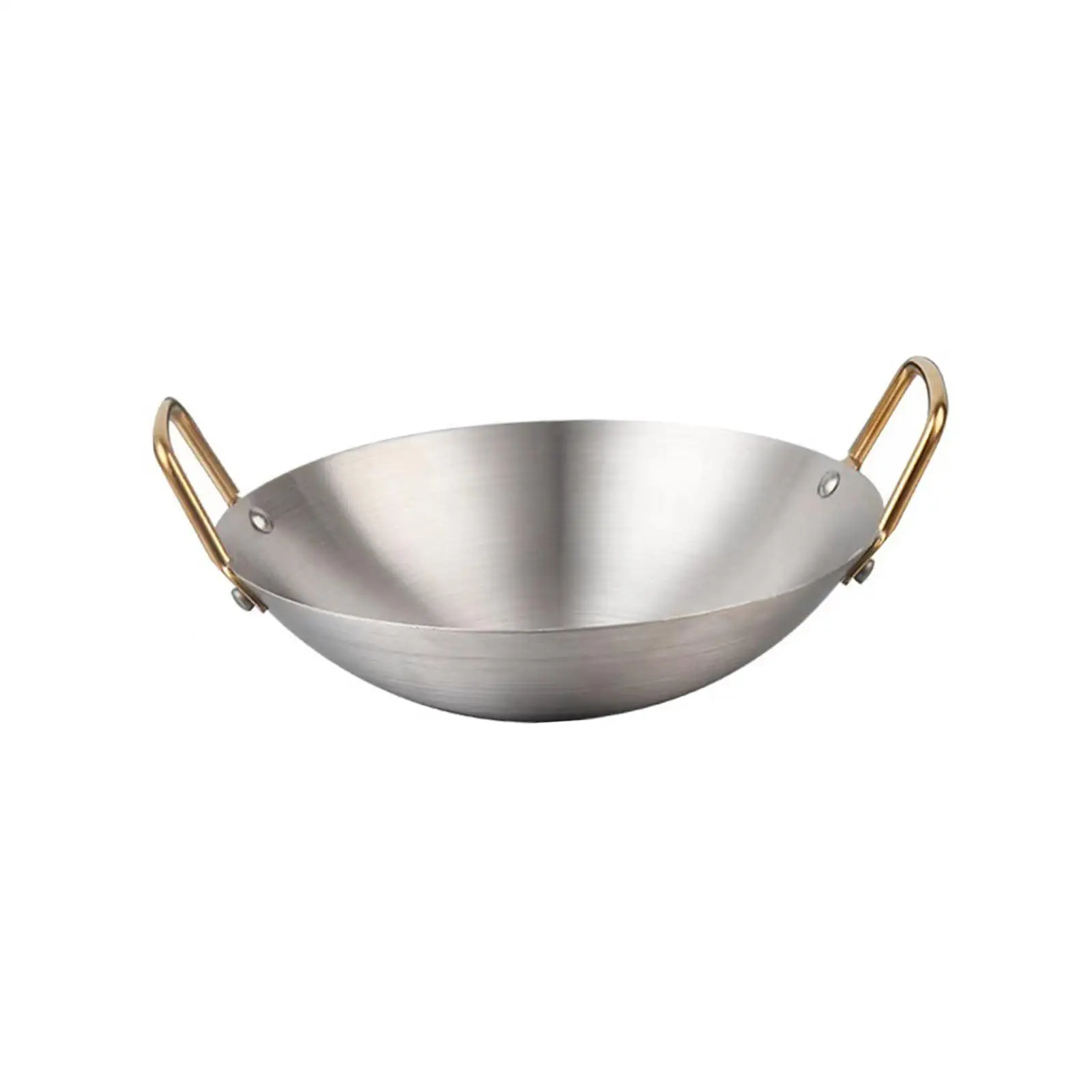 Stainless Steel Wok Restaurant Multifunctional Round Bottom Household Skillet Fry Pan Cooking Pot for Deep Frying Meat Simmering