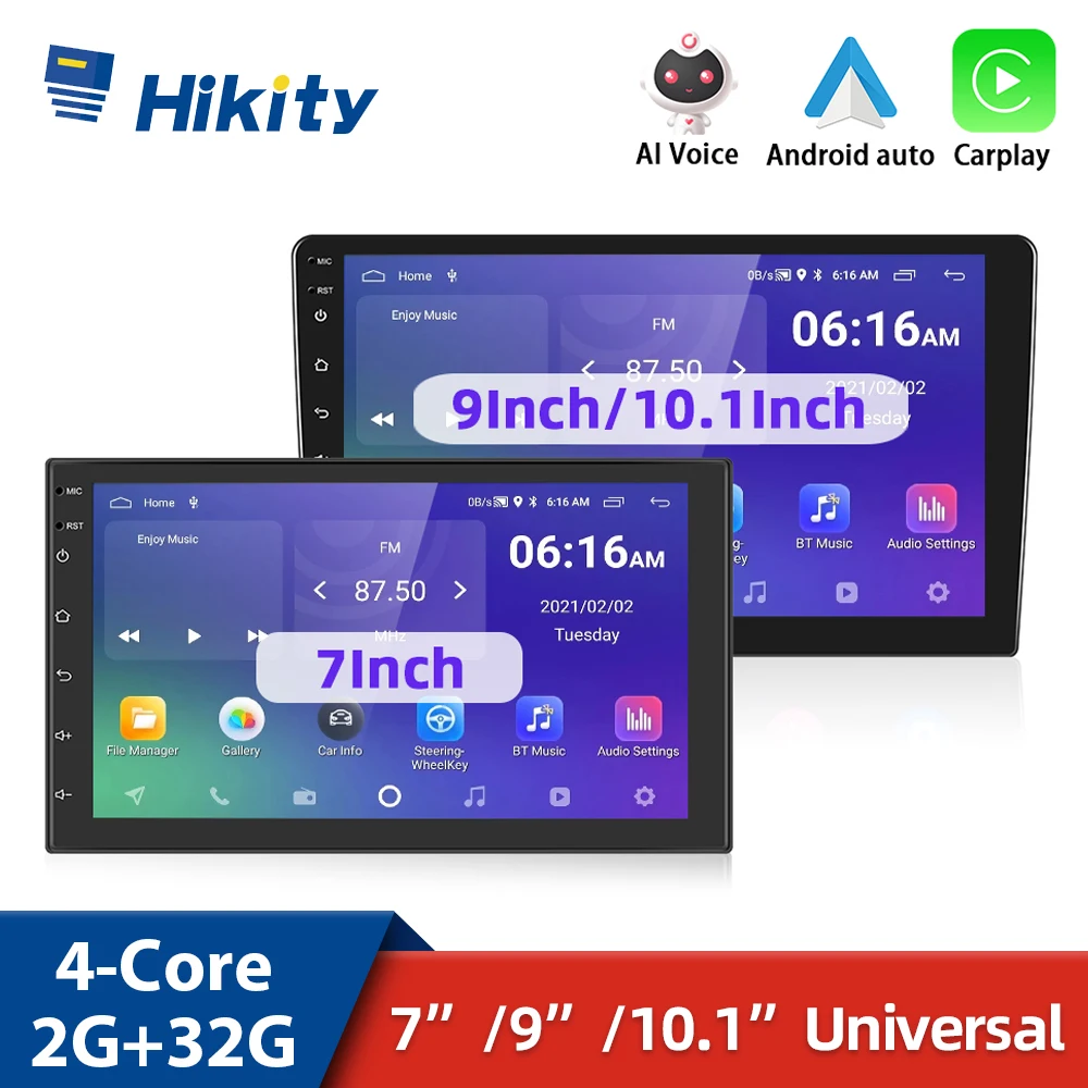 Hikity Android 2 Din Car Multimedia Video Player Car Radio Stereo For Nissan Volkswagen Toyota  KIA Ford Honda Lada