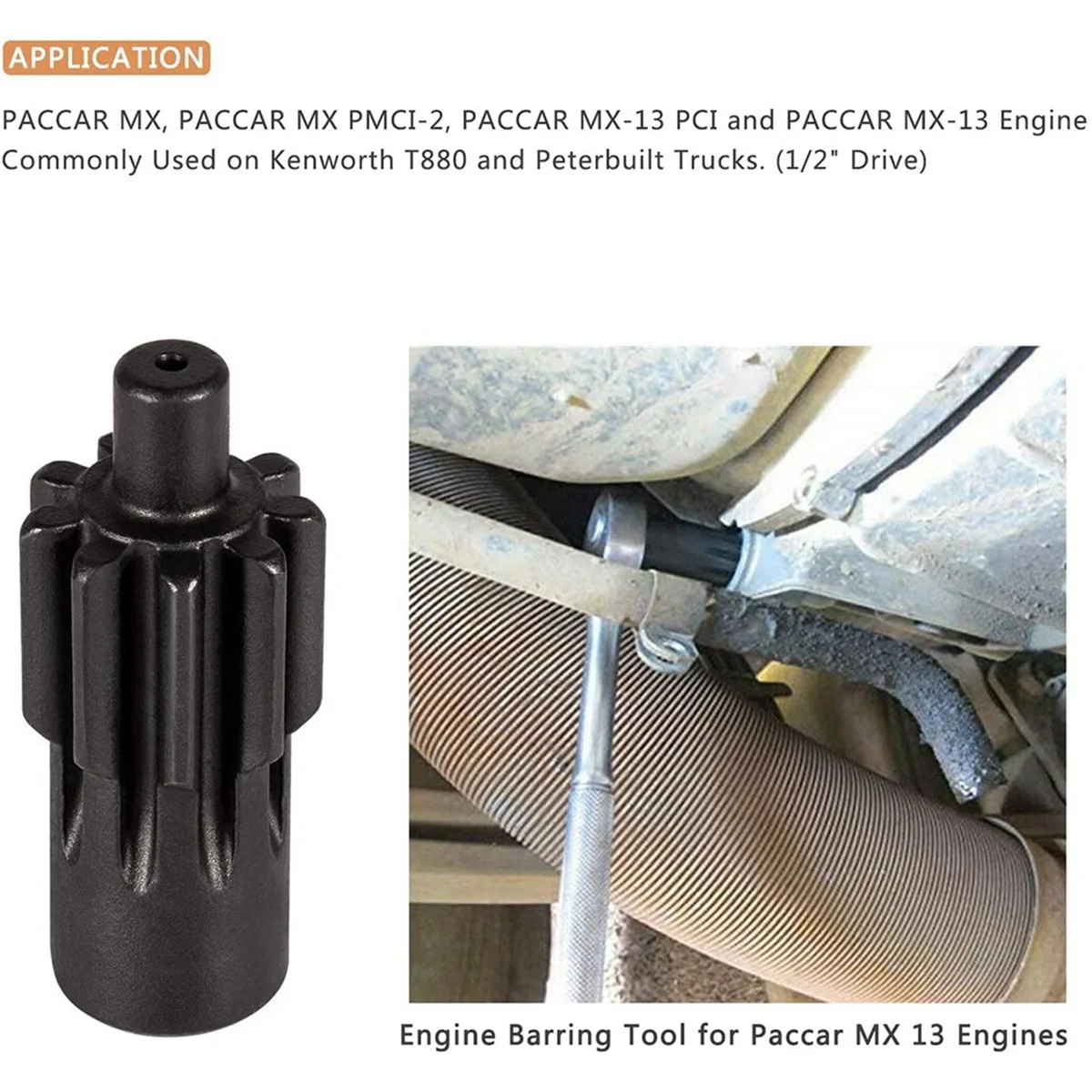 Engine Barring Tool MX 13 Engines for Paccar T880 Truck and Replaces 1453158PE