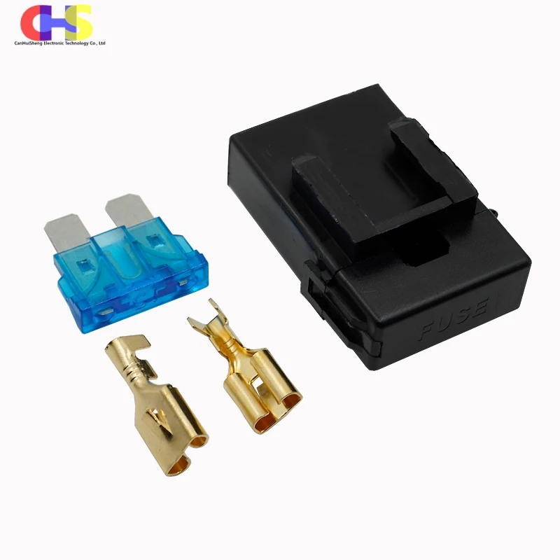 1-5Set ATC Fuse Holder 12V 24V Power Blade Car Fuse Box With 5A 10A 15A 20A 25A 30A Insert Standard Car Fuses