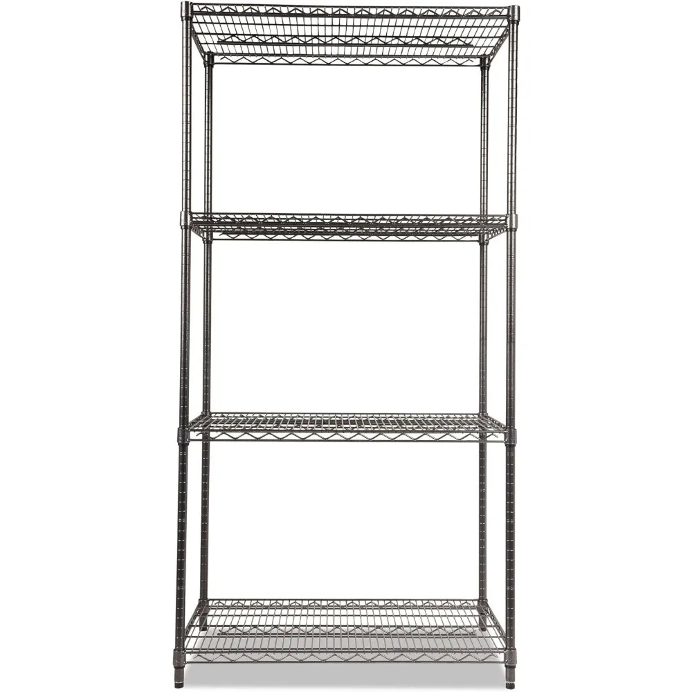 Alera Wire Shelving Starter Kit, Quatro Prateleiras, 36w x 24d x 72h, Preto Antracite