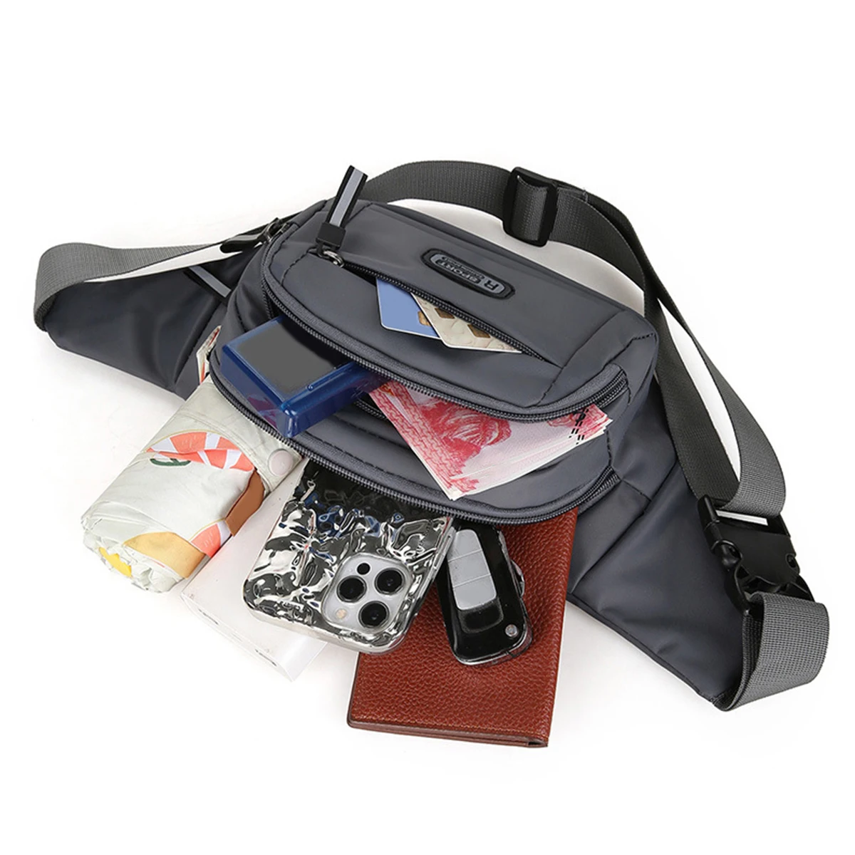 حقيبة الخصر القماشية النقية تناسب الرجال الرياضة في الهواء الطلق الترفيه الجري المضادة للسرقة رقيقة جدا غير مرئية.-zmt #6