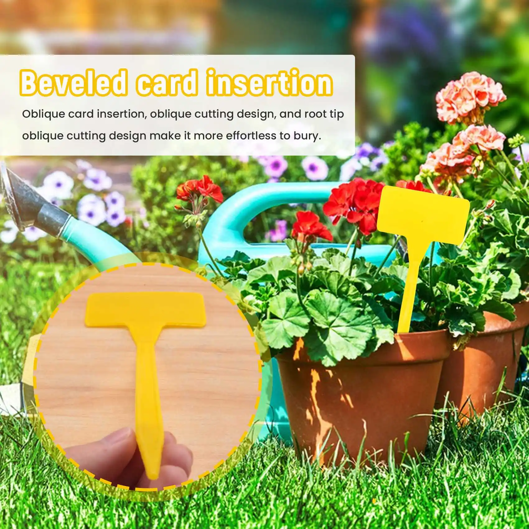 PZHI 50 Pcs Bonsai Plastic Plant Labels Garden Labels T-Type Upturned Garden Tags Markers Nursery Yellow
