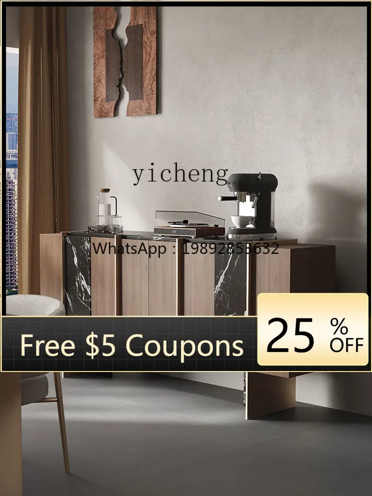 

Vintage Style Entryway Cabinet Marble Solid Wood Sideboard High-End Entryway Sideboard