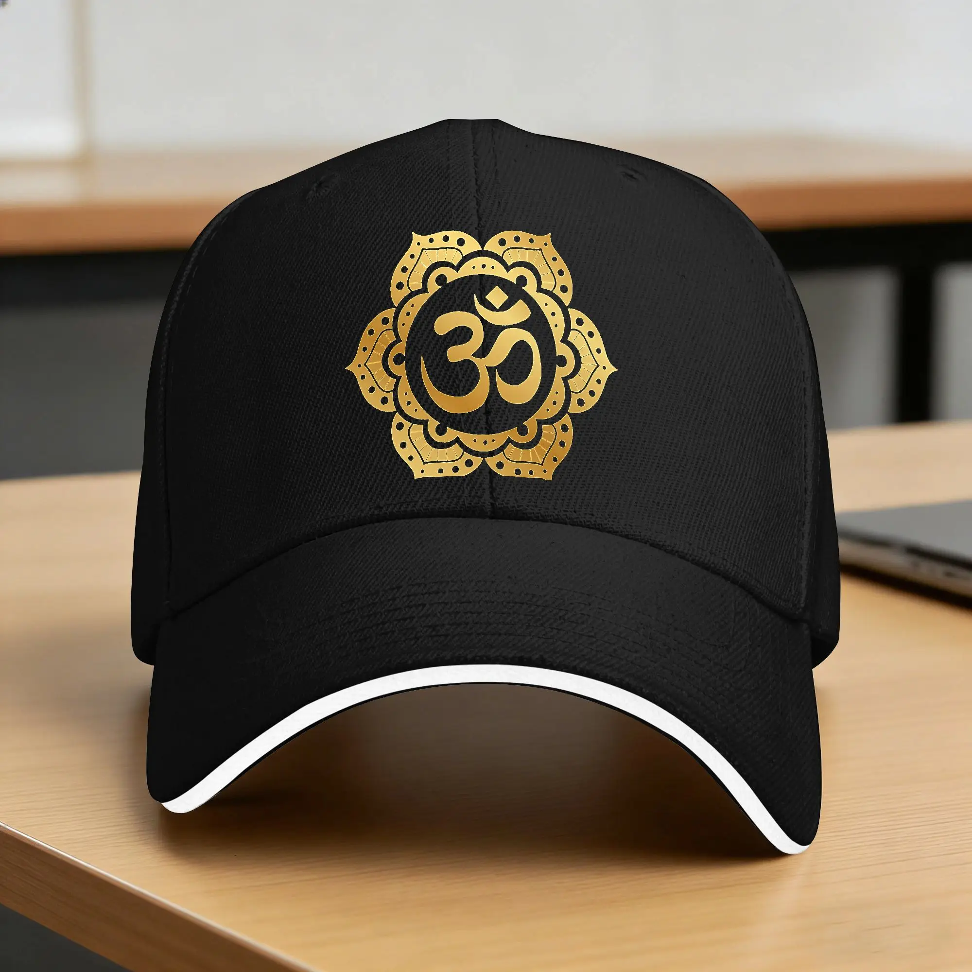 Spring Gold Om Mandala Baseball Cap  Running Hippie y2k Retro Design Sun Trucker Hat Men Adult Breathable Baseball Caps