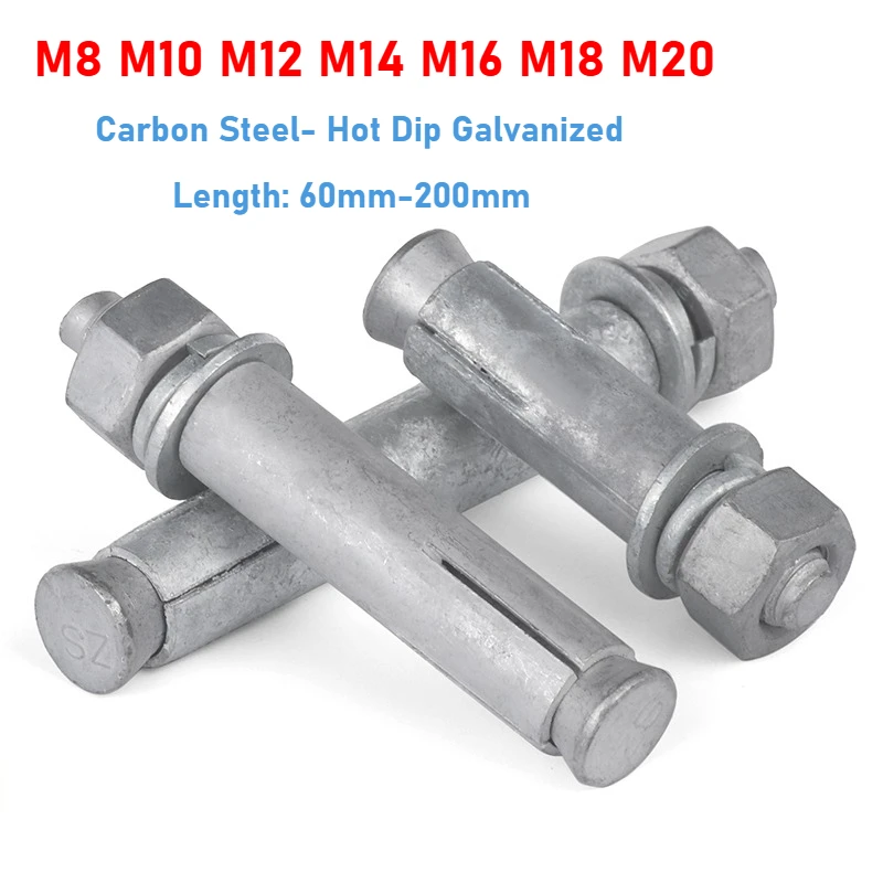 1-5pcs Hot Dip Galvanized Expansion Screws/National Standard Expansion Bolts/Explosion-Proof Screws M8 M10 M12 M14 M16 M18 M20