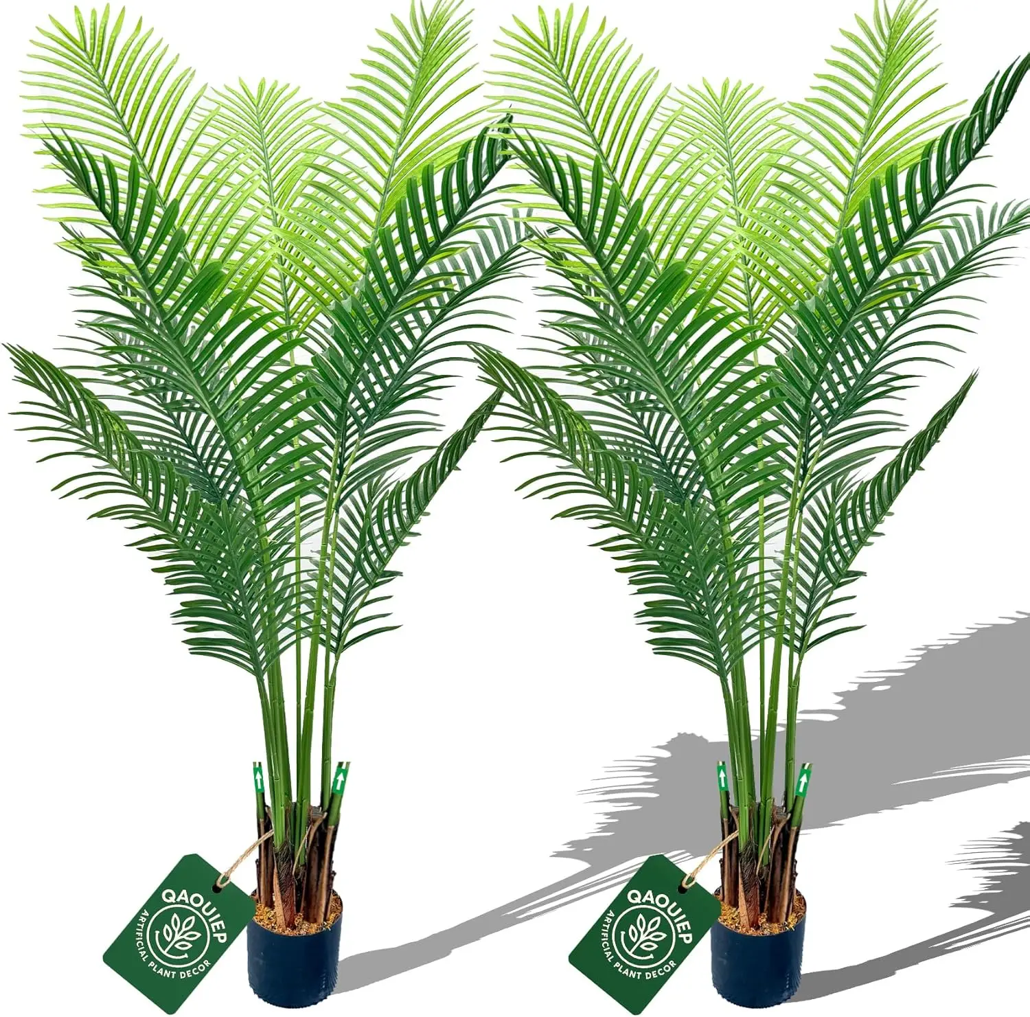 

6ft Tall Artificial Areca Palm Trees – Set of 2 | 19-Trunk Real Touch Fake Palm with Natural Moss & Pot | Lifelike Faux Plants