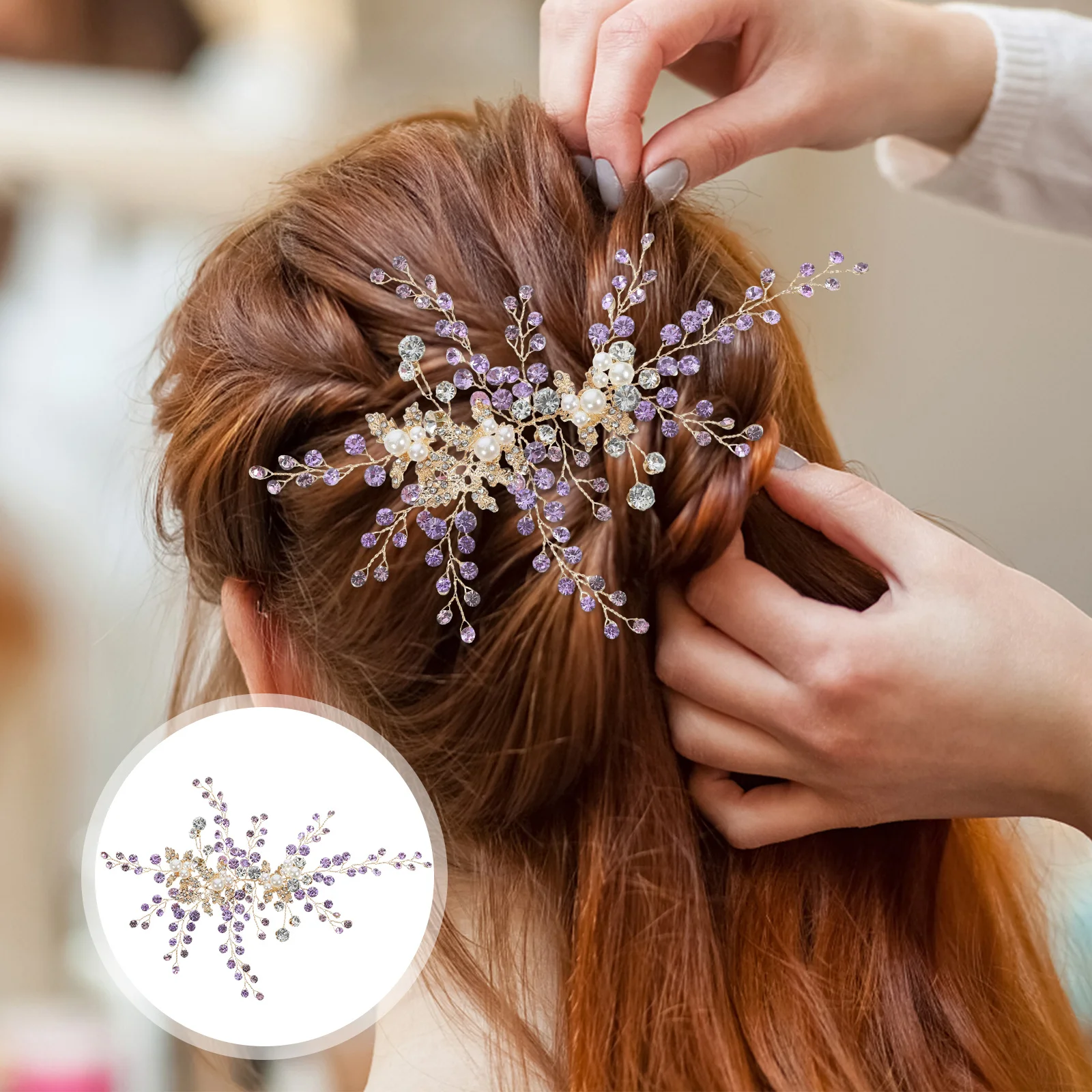 

Leaf Wedding Headpiece Bridal Hair Accessories Pearl Rhinestone Bride Headpiece for Wedding Party Women Decorative