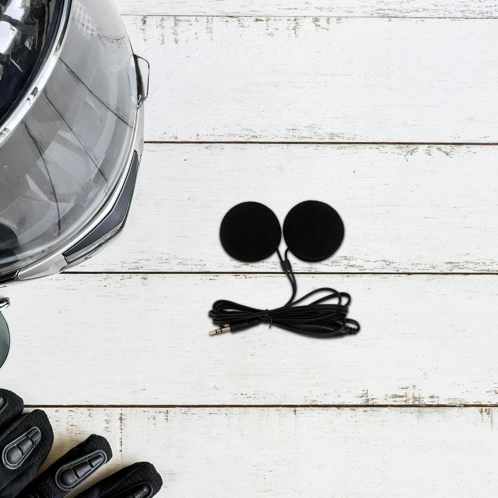 Motorcycle Headset 1.2m Black Premium Material Motorbike Earpiece Mic Adjustable Volume Easy Install Riding Headphone