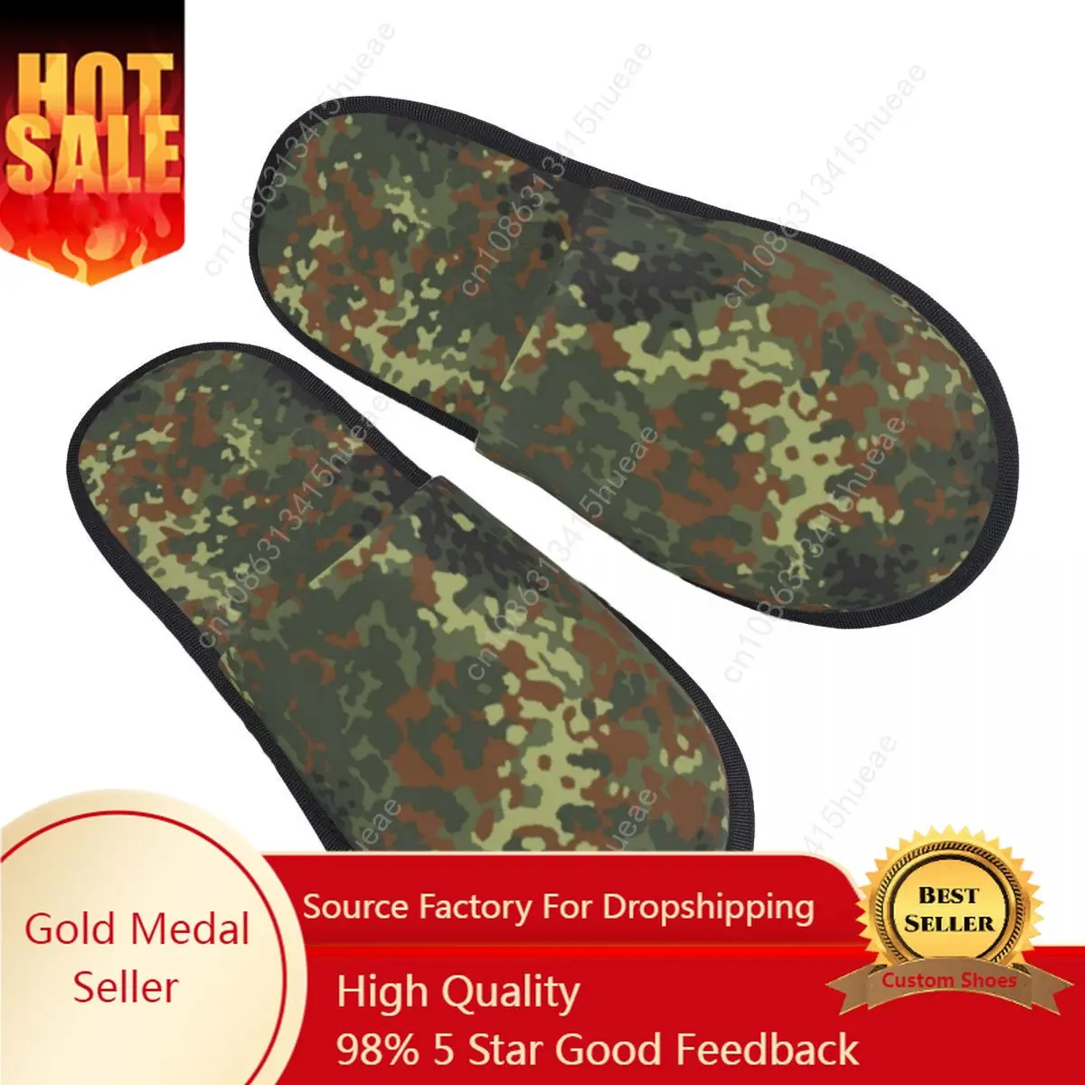 

Custom Women Flecktarn Camo House Slippers Cozy Warm Military Army Camouflage Memory Foam Fluffy Slipper Indoor Outdoor Shoes