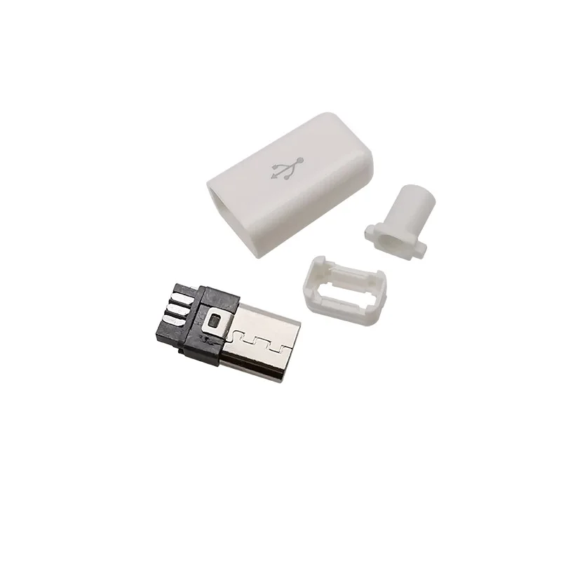 10Pcs Micro USB 5Pin Soldering Type Male Plug Connector 5P Micro USB Charging Plugs DIY Repair Assembly Adapter White Shell