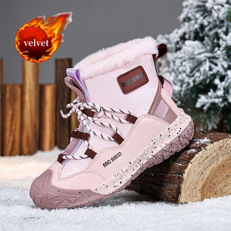 

Winter Plush Children's Snow Boots Outdoor Warm Velvet Cotton Shoes Kids High Top Boot Comfy Platform Ankle Boots For Boys Girls