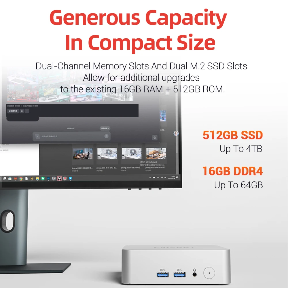 FIREBAT R2 Mini PC AMD Ryzen 5 3500U (Beats N150/N97) 16 GB RAM 512 GB SSD Desktop Mini Computers WIFI6 BT5.2 Dual 4k Display