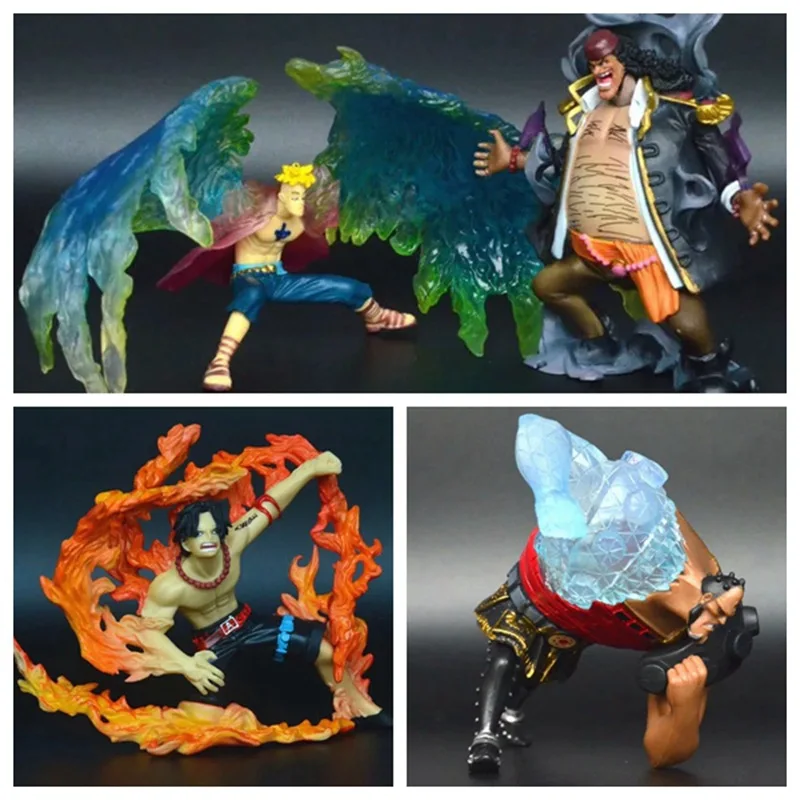 Anime One Piece Portgas D Ace Marco Marshall D Teach PVC Action Figure Manga Statue Collection Model Kids Toys Doll 4pcs/set