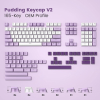 Purple White PBT Double Shot Keycaps OEM Profile Pudding RGB Backlit Keycaps 165 Keys for Cherry MX Switch Mechanical Keyboard