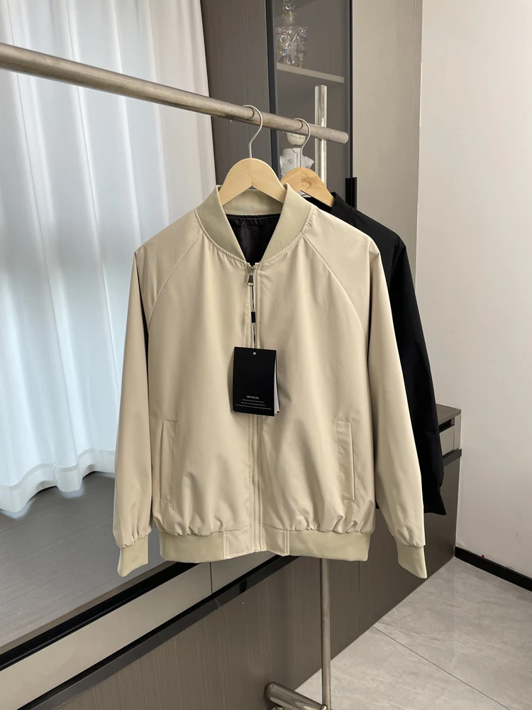 

Мужская удобная однотонная повседневная куртка с бейсбольным воротником, свободная осенняя верхняя одежда, модное длинное пальто све