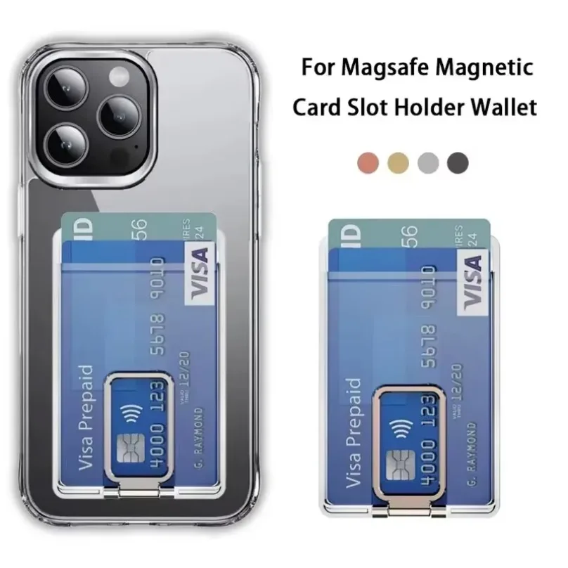 YsFor Magsafe IPhone1716 15 14 12 2 in 1 Porta carte magnetiche per telefono Staffa per carte magnetiche per archiviazione di carte bancarie Custodia sicura per telefono