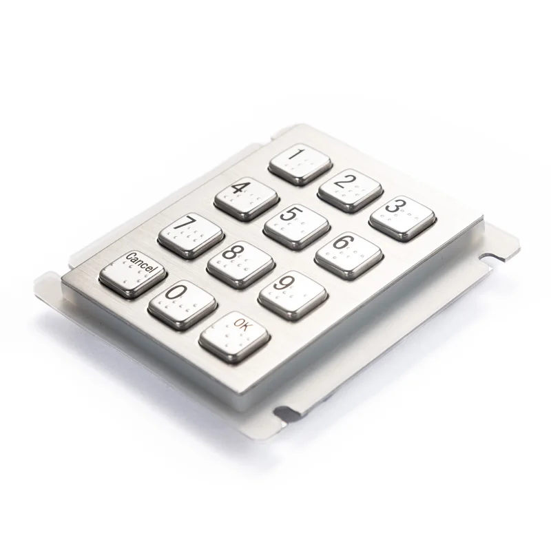 Braille Metal Keypad 12 Key Numeric Pad IP66 Waterproof for Public Terminal Parcel Delivery Locker Outdoor Interface