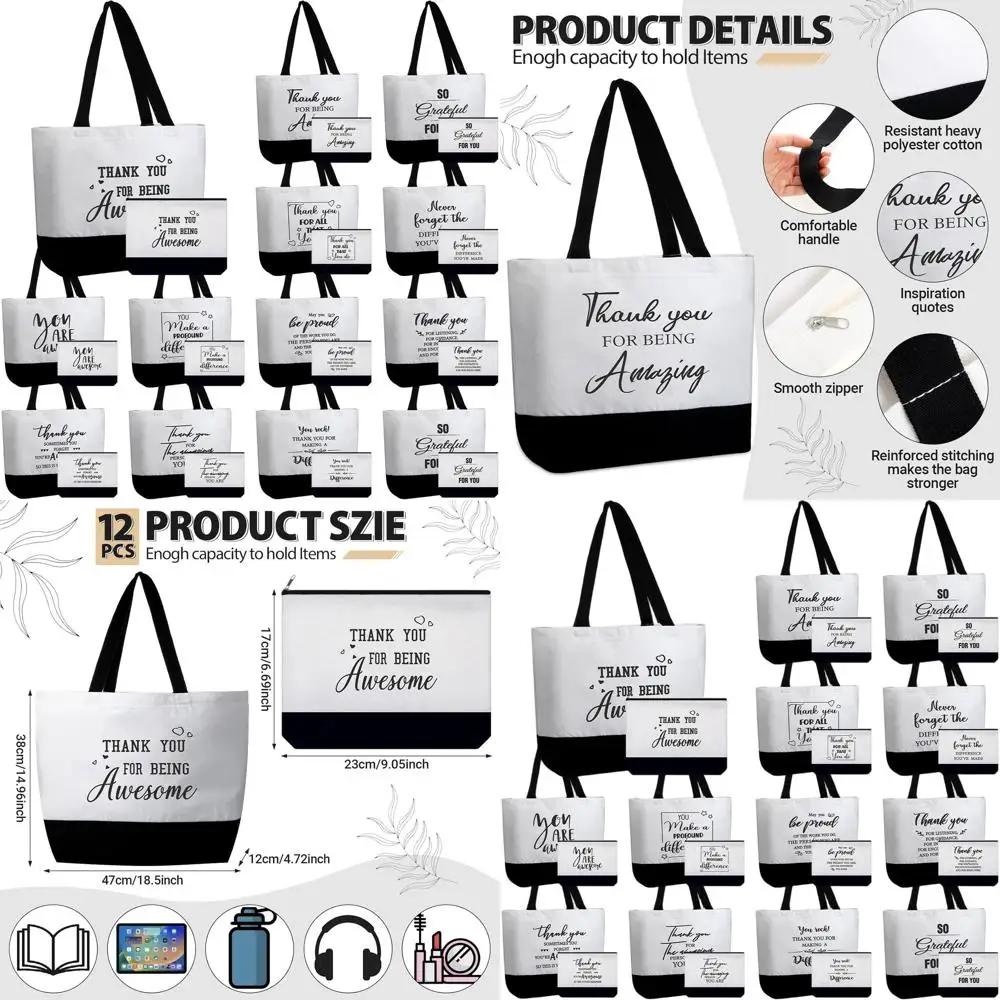 

Набор из 32 холщовых сумок-тоут с ручками, вдохновляющие косметички для женщин, подарки для учителей и сотрудников