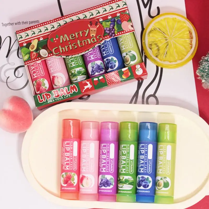 6pcs Fruit Flavored Lip Balm Moisturizing, hydrating, anti-drying, chapped and wrinkle-lightening lip balm desalination lip Balm