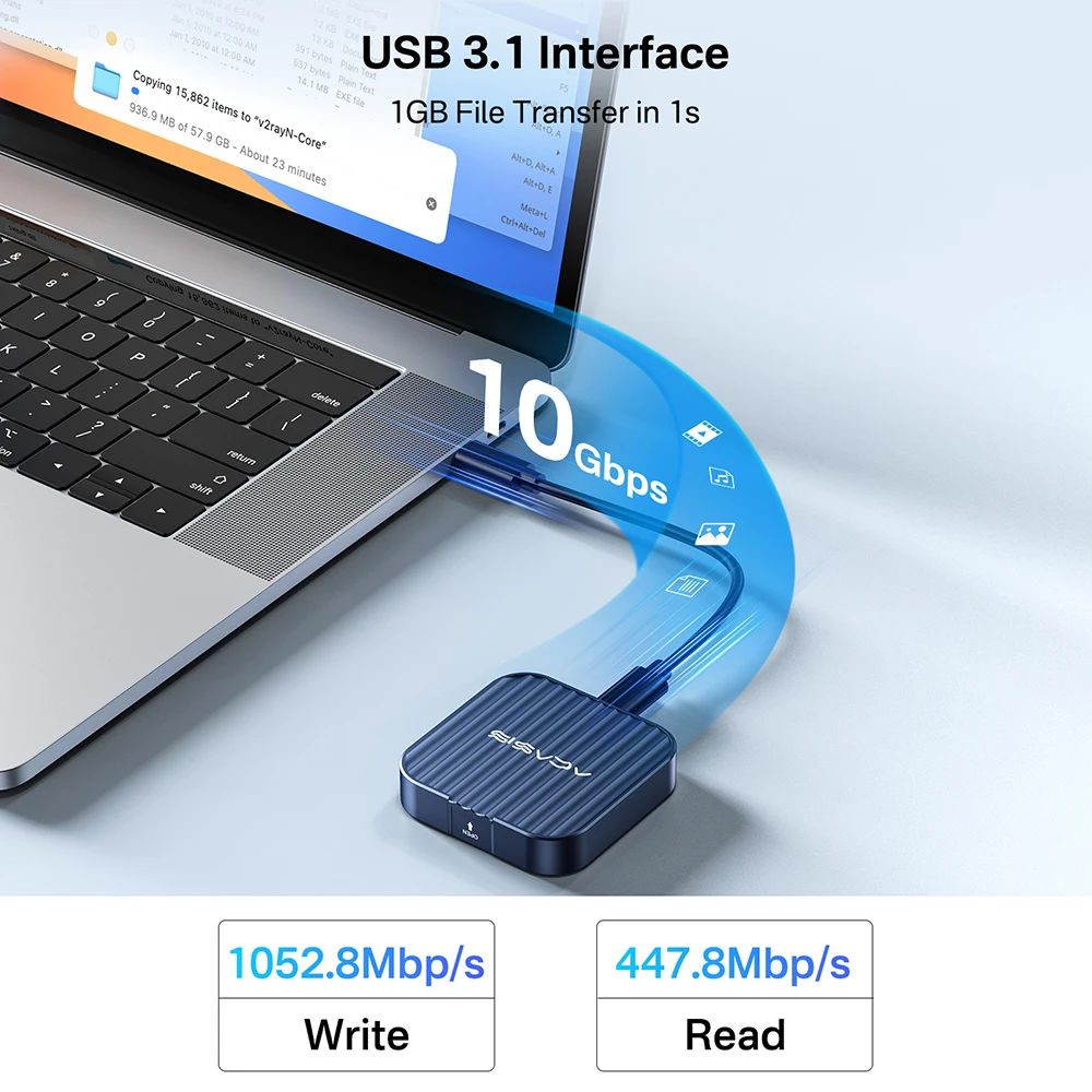 Acasis 노트북 아이폰 15 프로용 외장 SSD 케이스, M.2 2230 NVMe SSD 인클로저, USB C 3.1-Nvme PCI-E, 10Gbps 마그네틱 M.2 SSD 케이스