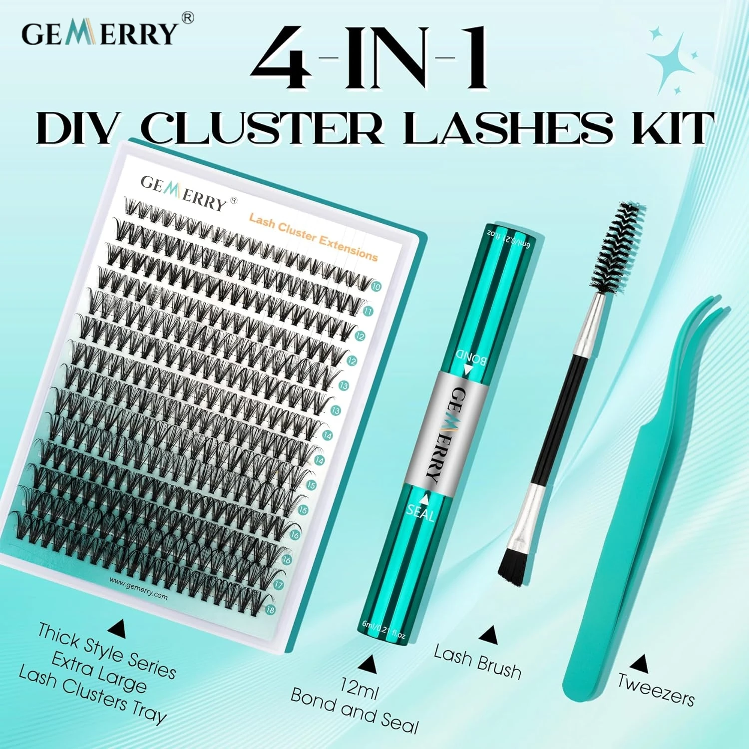 Gemery cluster de calor individual d curvado extensão de cílios com pinça de cola ligação quente natural volume grosso maquiagem cílios postiços