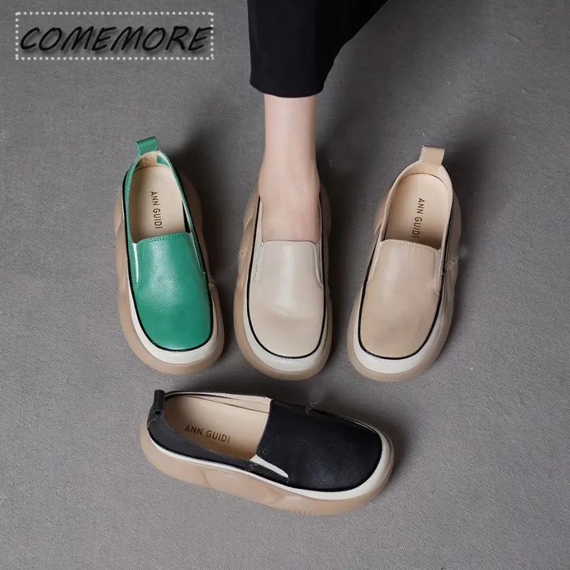 2023 New Thick Sole Sneakers Women\'s Sports Fashion Casual Running Woman Spring Autumn Designer Flats Shoes Round Head Loafer PU