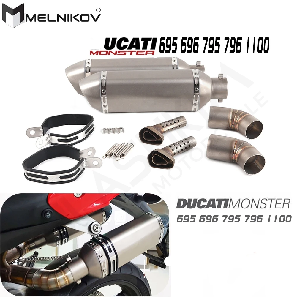 

Motorcycle Exhaust Muffler Escape Link Middle Pipe Slip On For Tail Tips Muffler For Ducati Monster 695 696 795 796 1100 Exhaust