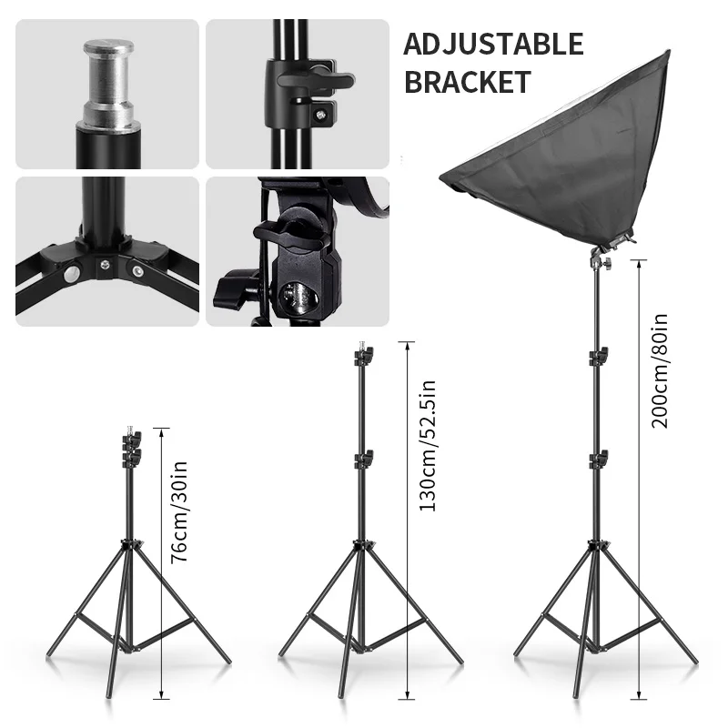 New 9pcs Bulb Four Lamp Holder Photographic Softbox Photo Studio Continuous Lighting System Kits 20/30/40W Photography Soft Box