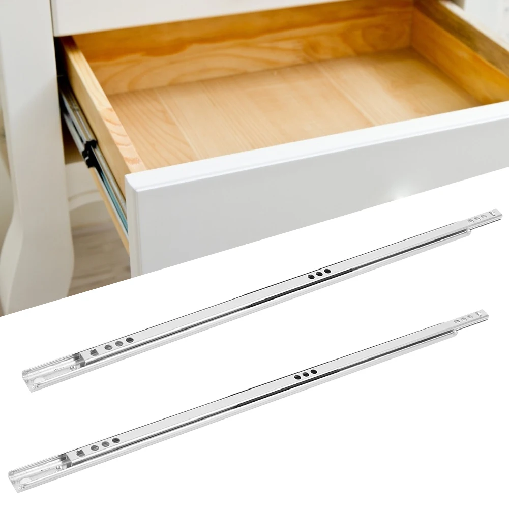 2Pcs/Set Slideway Roll Steel Sheet Ball Bearing Drawer Slide Rail Cabinet Hardware Fitting 400x17mm Bidirectional Sliding Rail