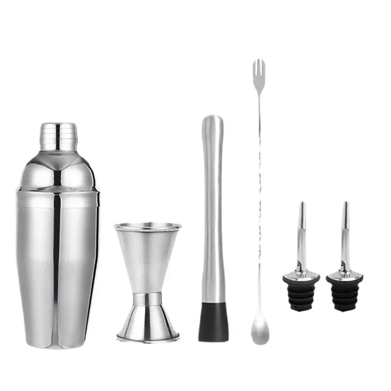 Wine jug shaker set, full set of shaker shaker, 6-piece set of stainless steel snow cup.