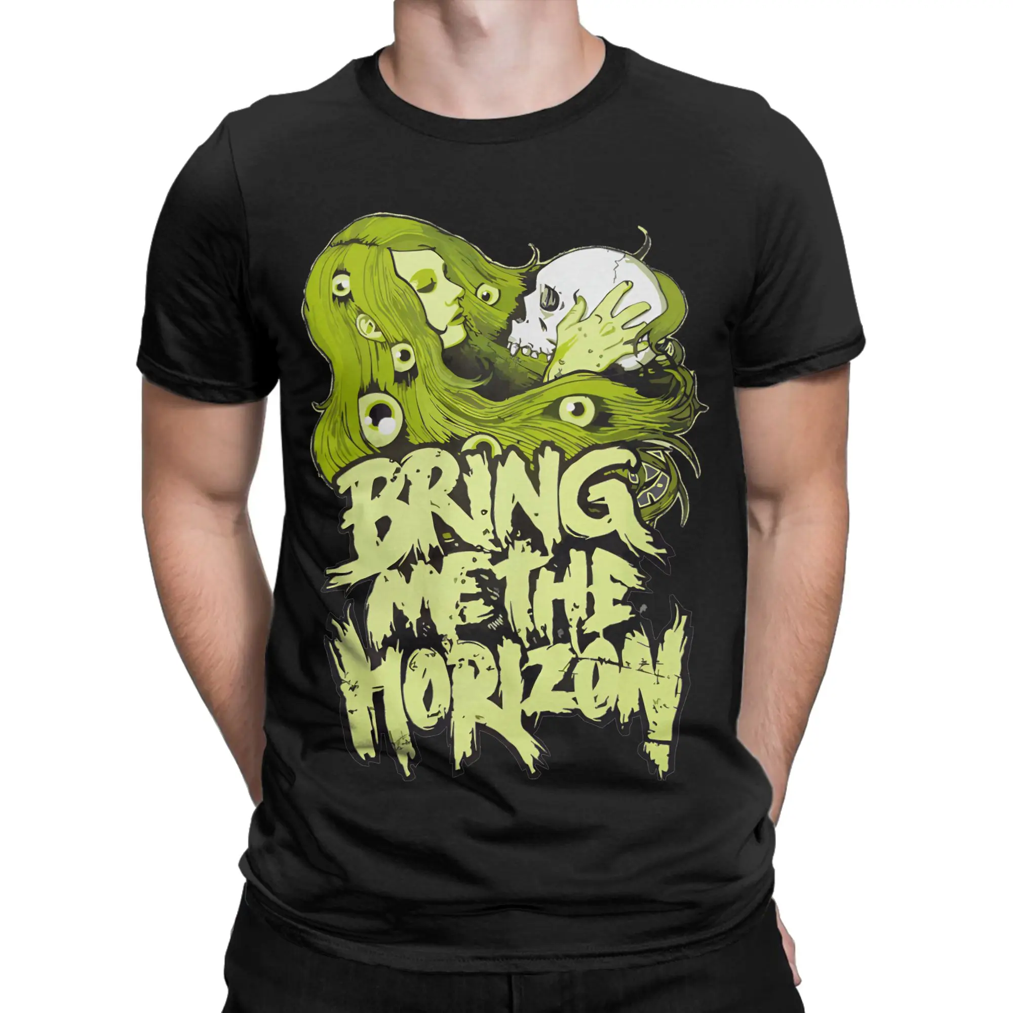 Men BMTH Bring Me The Horizon T-Shirts British Rock Band Cotton Clothes Summer Y2K Short-Sleeve T Shirt O-Neck Tshirt Plus Size