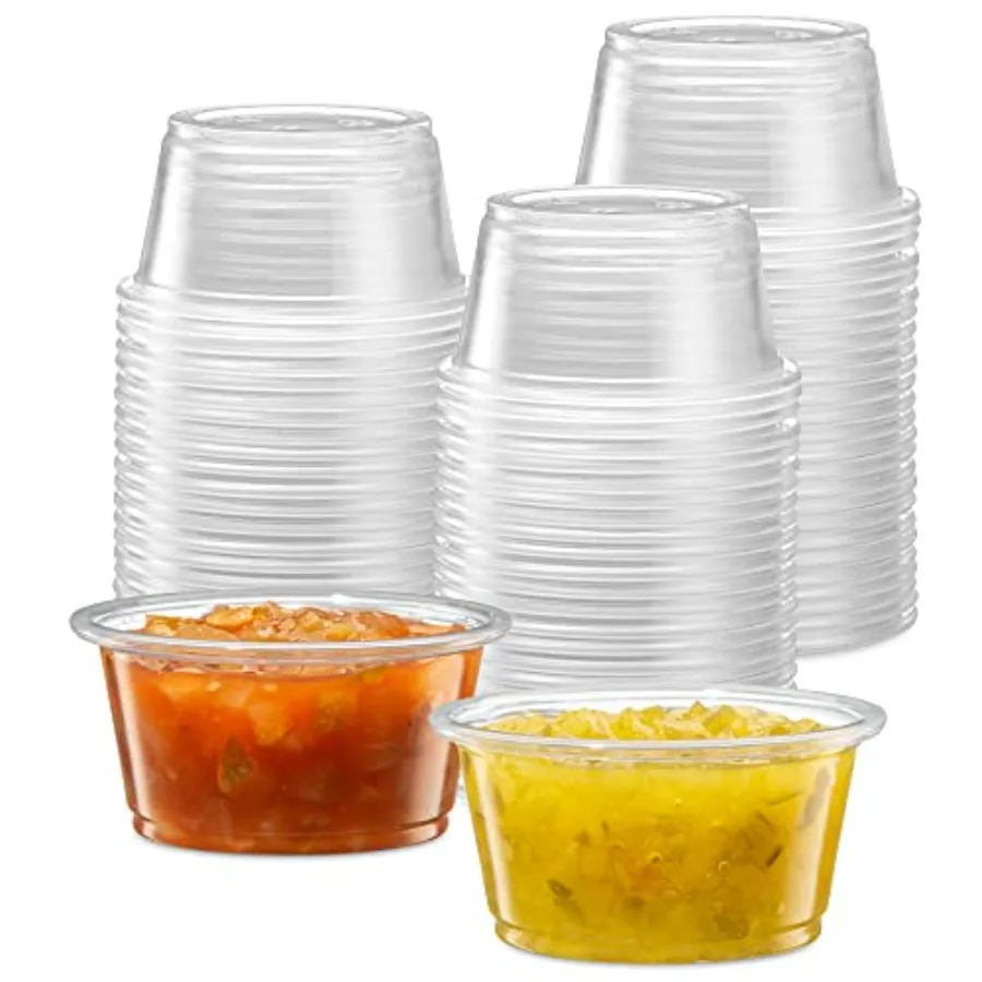 00 Cups Clear] Diposable Plastic Portion Cups No Lids, Small Mini Containers For Portion Controll, Jello Shots, Meal Prep, Sauc