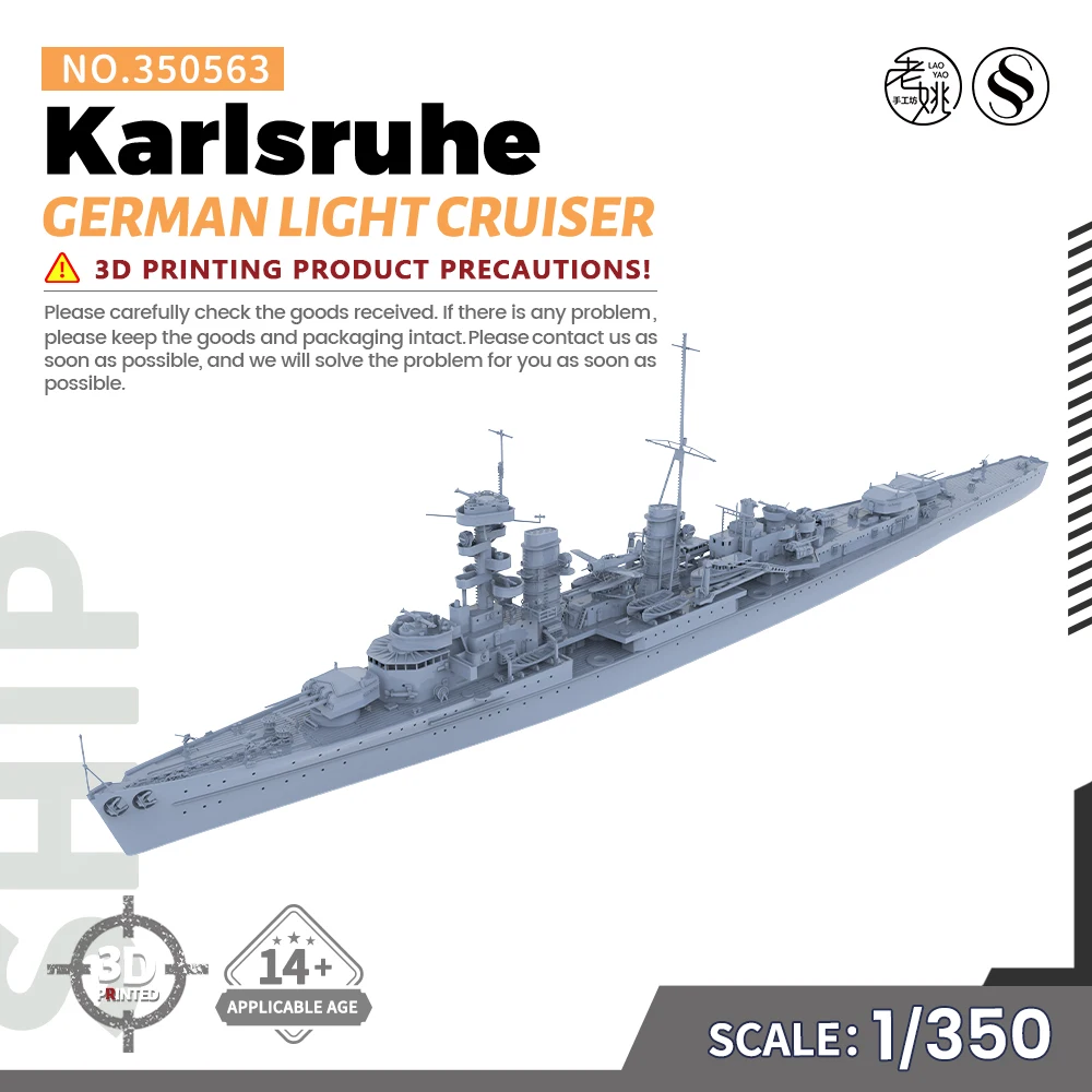 

SSMODEL SS350563 1/350 Military Model Kit German Karlsruhe Light Cruiser