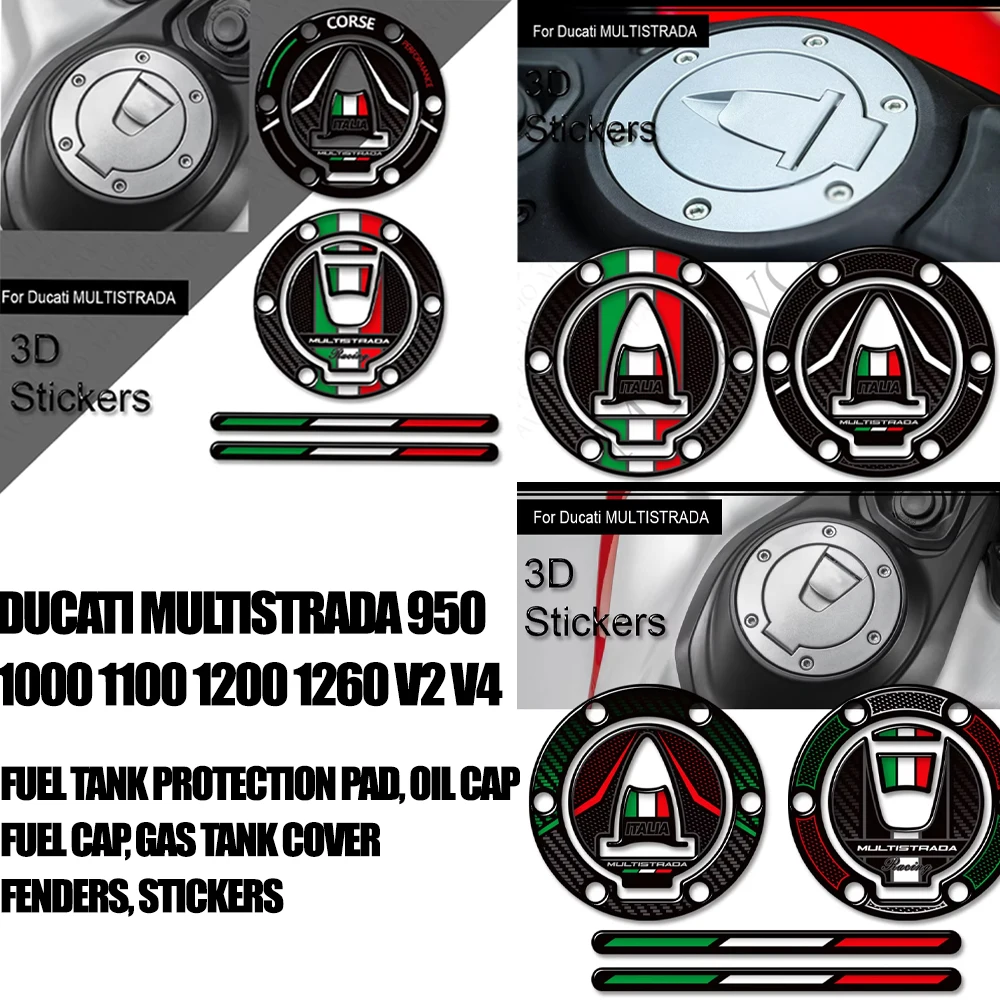 

For Ducati MULTISTRADA 950 1000 1100 1200 1260 V2 V4 Protector Tank Pad Gas Fuel Oil Cap Fairing Fender Stickers Decals