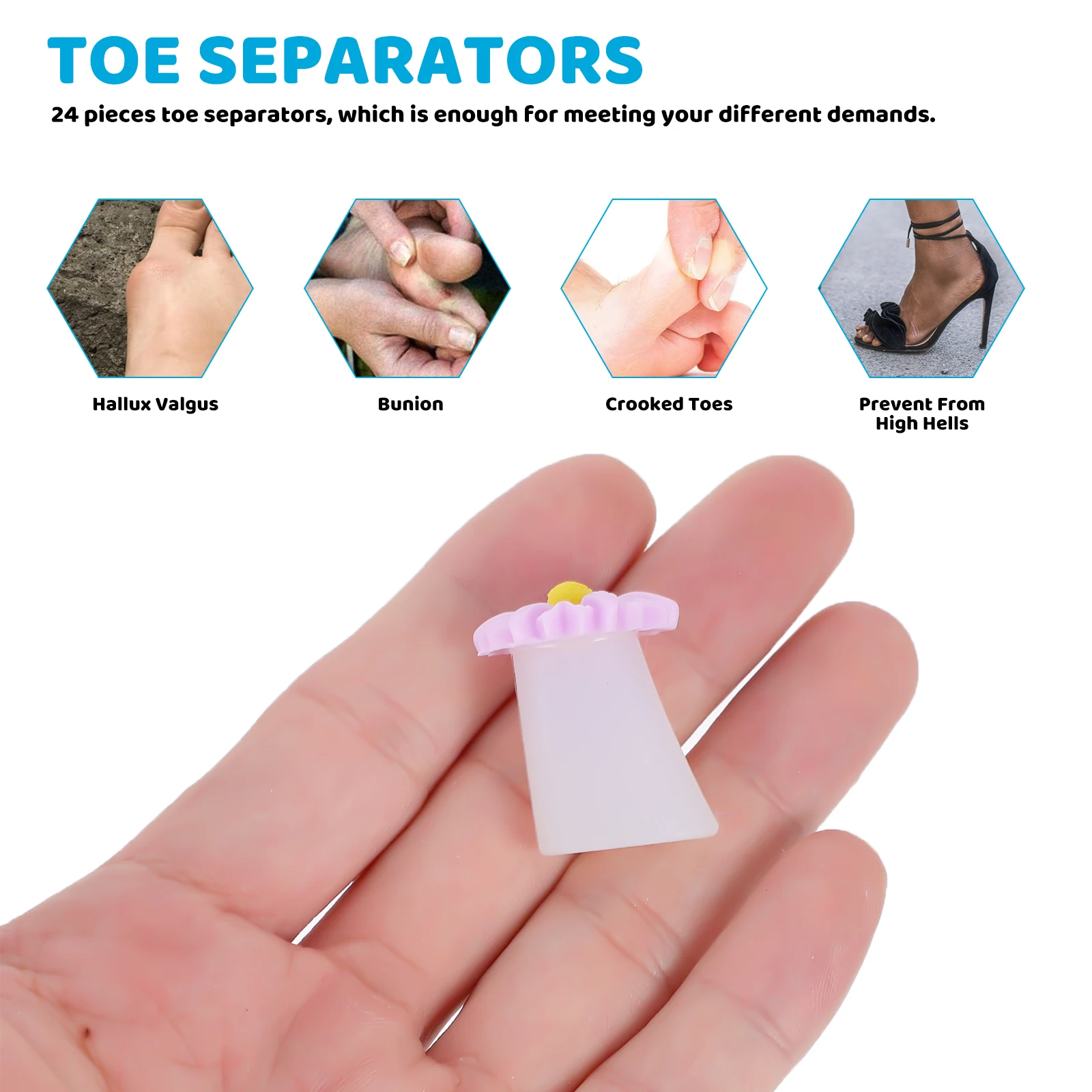 

24 Pcs Toe Dividers Pedicure Silicone Splitter Tools for Feet Separators Silica Gel Miss