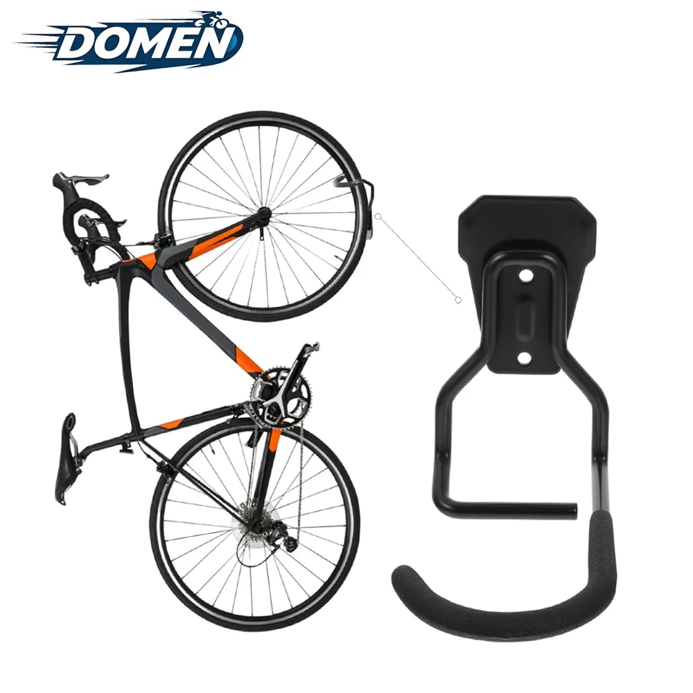 Support mural pour vélo DOMEN – Support mural en fer pour vélo – Crochet mural pour vélo – Support de garage pour vélo – Kit de rangement et présentation pour vélo
