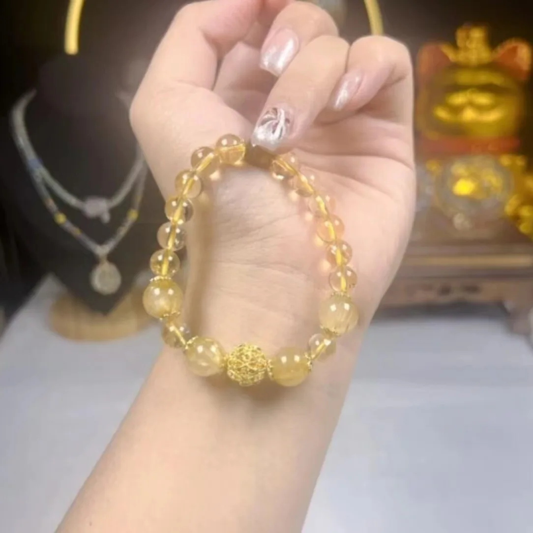 

Natural Citrine Bracelet, Men's and Women's Lucky Crystal Bracelet, Ethnic Style