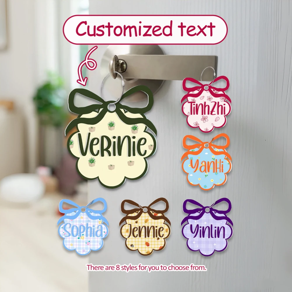 Personalized Custom Acrylic Key Tag,Customizable Name Backpack Charm,Multi Plaid Floral Print Designs,Holiday,New Term Present