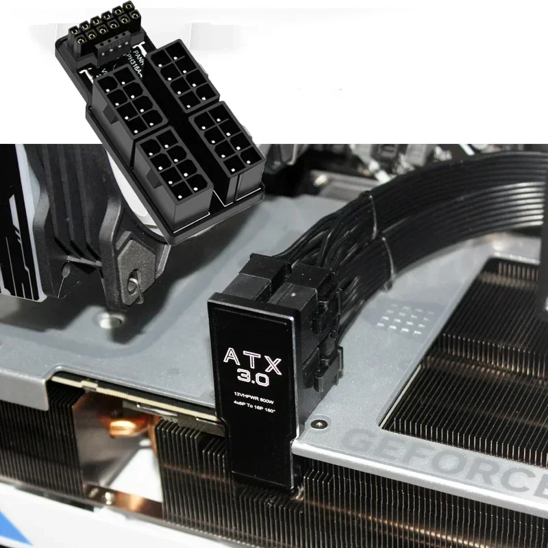 12VHPWR adaptor sudut 180 derajat: ATX 3.0 16 Pin ke 4X 8 Pin adaptor daya untuk 12 + 4pin RTX 3090Ti 4070Ti 4080 kartu grafis GPU