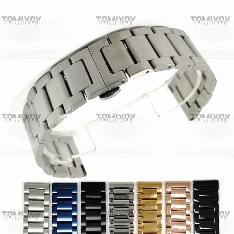 20 22MM Flat End Multiple Color Types Solid Stainless Steel Three Beads Watch Band Fit For Sam-sung gear S2 S3 Series Watches