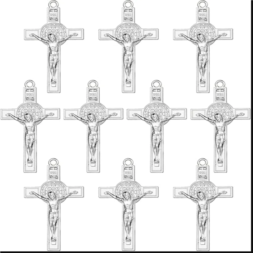 Diyalo 10pcs st. Benedict Exorzismus Kruzifix Kreuz Anhänger katholischer religiöser Heiliger handgemachtes Gebet – Detail 6