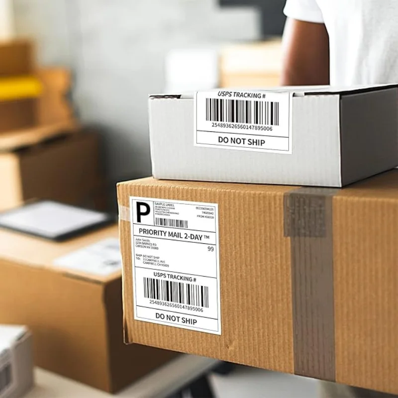 KAYSION 4x6 Direct Thermal Label Paper 500pcs Perforated Fanfold for Shipping Label Printer DHL UPS Express Barcode