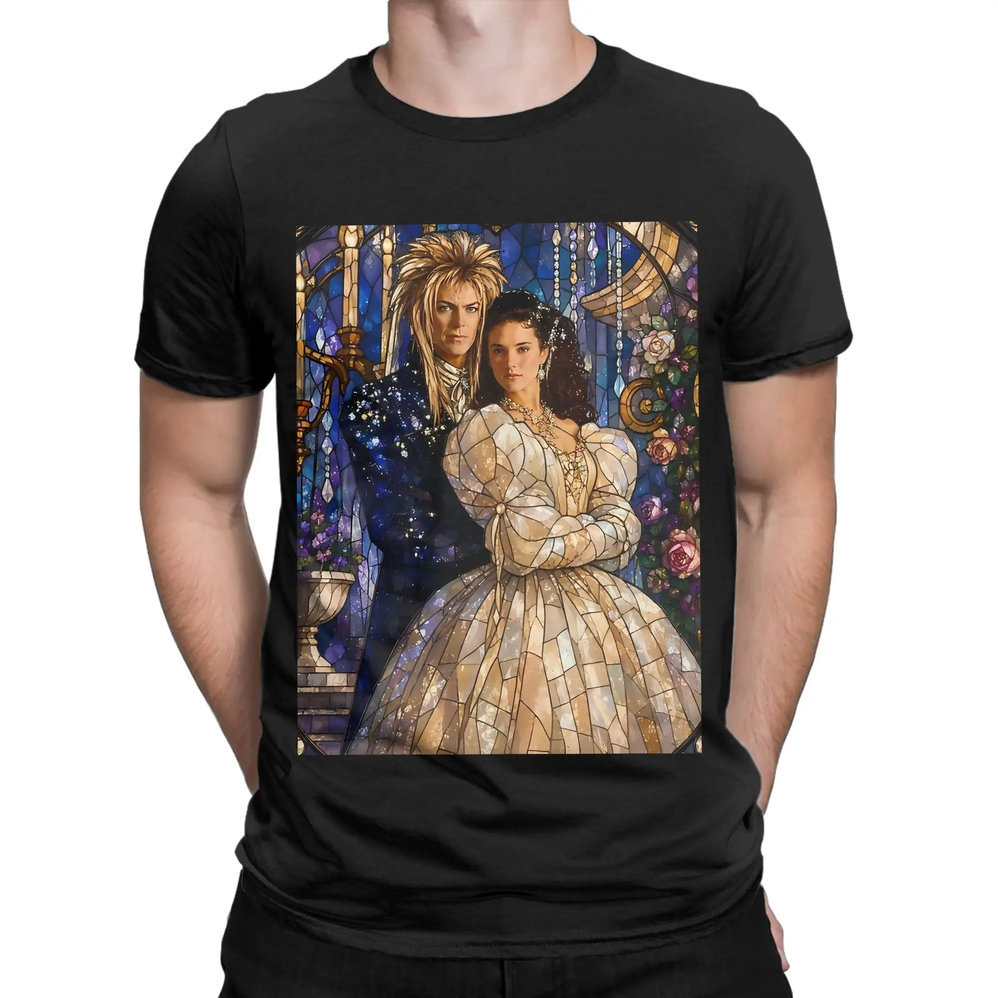 Labyrinth Stained Glass Graphic Funny 100% Cotton T-Shirt Labyrinth Tees Tops For Men