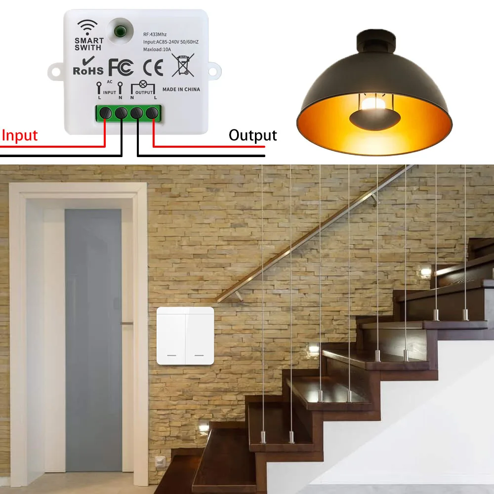 220V inteligentny włącznik światła bezprzewodowy przycisk przełącznik do montażu ściennego pilot lampa główna ONOFF Mini moduł przekaźnika