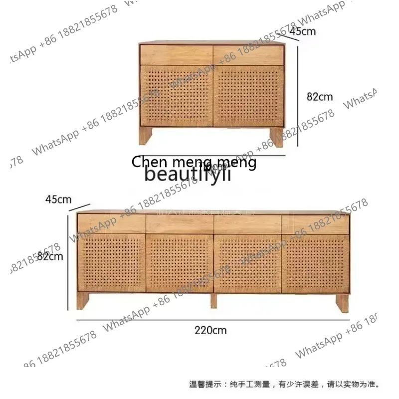 CC182R0R Medieval solid wood dining side cabinet braided rope living room wall locker simple modern tea cabinet