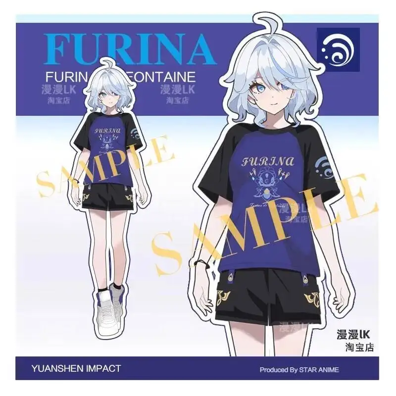 Game Honkai: Star Rail Cosplay Furina Focalors Women Men Summer Uniform Short Sleeved Shorts T-Shirt Student Suit Costumes