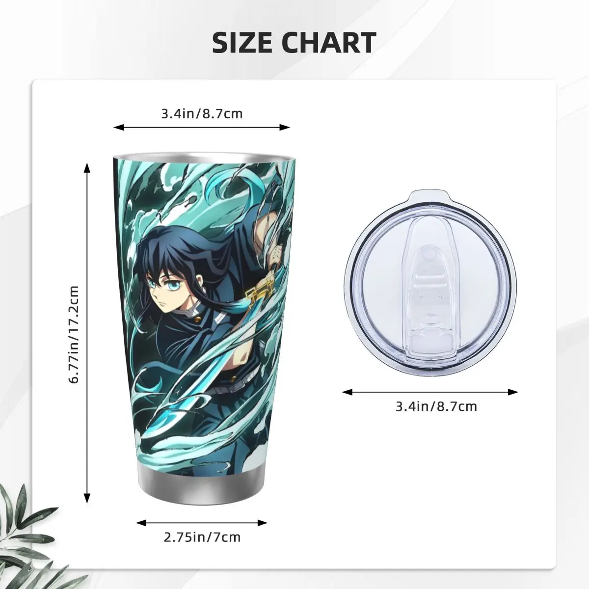 Muichiro Tokito Demon Slayer Key Visual Stainless Steel Tumbler Vacuum Insulated Mug Thermal Cold Bottle Straws With Lid 20oz