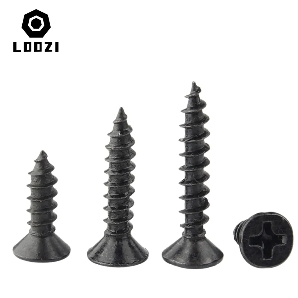 M1 M1,2 M1,4 M1,7 M2 M2,3 M2,6 M3 M3,5 M4 Schwarzer Stahl Kleine Micro Cross Phillips Flachsenkkopf selbstschneidende Holzschrauben – Detail 5