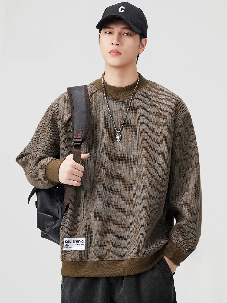 

Мужская толстовка PaulFrank в стиле ретро, повседневная, с лоскутным узором, свободного кроя, с длинными рукавами и круглым вырезом, удобная, из смеси хлопка и полиэстера.